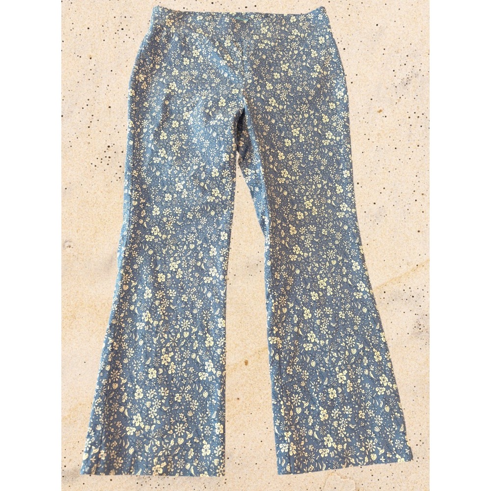 J.McLaughlin Masie Pants Women's 10 Periwinkle Blue Bird & Berry Floral Stretch